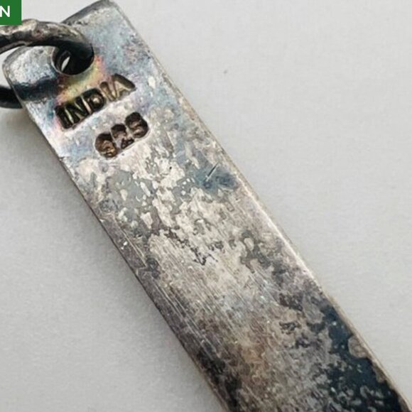 Sterling Silver LOVE Engraved Bar Pendant on Sterling Snake Chain - Picture 5 of 9